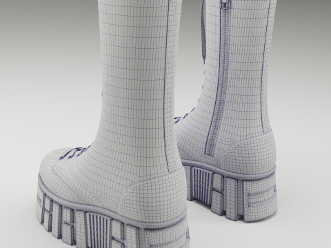 ASOS Design mate battle boots on high platform 3D 모델