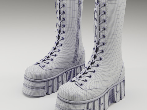 ASOS Design mate battle boots on high platform 3D 모델