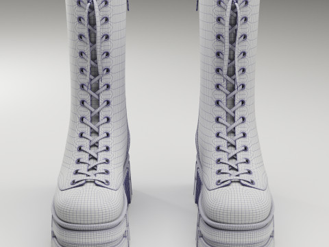 ASOS Design mate battle boots on high platform 3D 모델