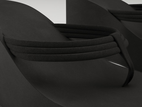 Thong black sandals on high platform 3D 模型