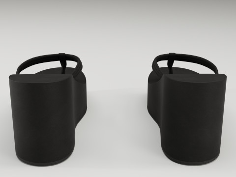 Thong black sandals on high platform 3D 模型