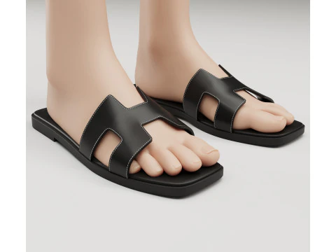 Sandały Hermes Paris czarne Model 3D