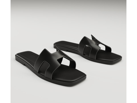 Sandals Hermes Paris black 3D Модель