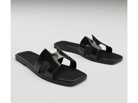 Sandals Hermes Paris black 3D Модель