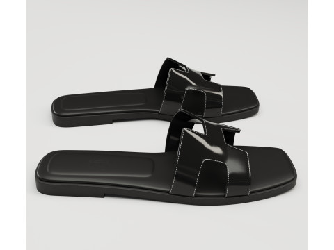 Sandals Hermes Paris black 3D Модель