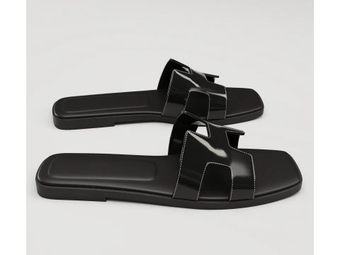 Sandals Hermes Paris black 3D Model
