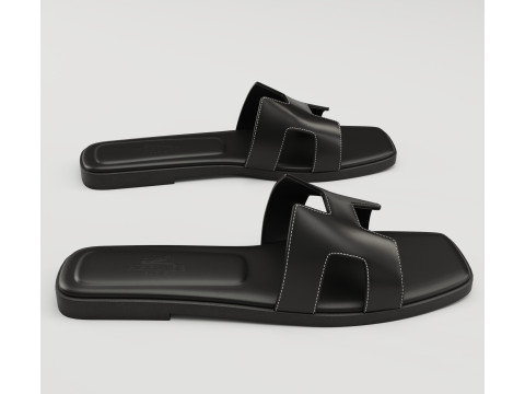Sandals Hermes Paris black 3D Модель