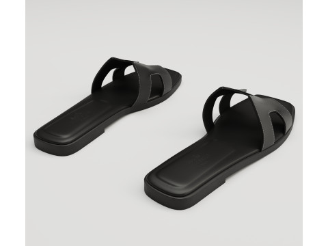 Sandals Hermes Paris black 3D Модель