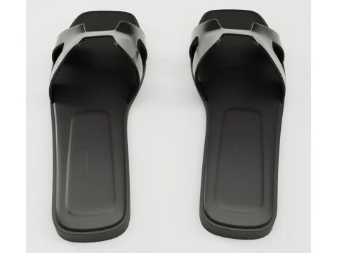 Sandals Hermes Paris black 3D Model