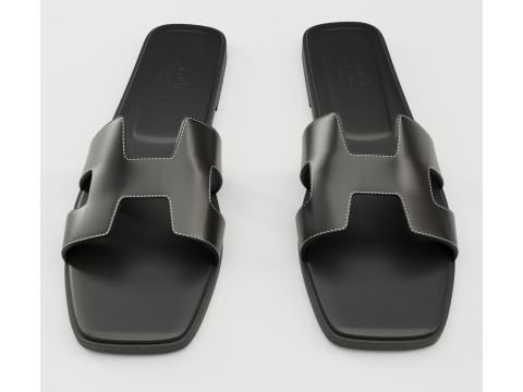 Sandals Hermes Paris black 3D Модель