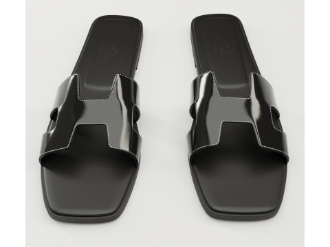 Sandals Hermes Paris black 3D Модель