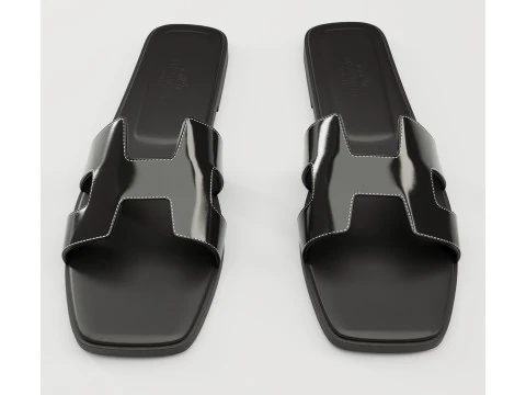 Sandals Hermes Paris black 3D Model