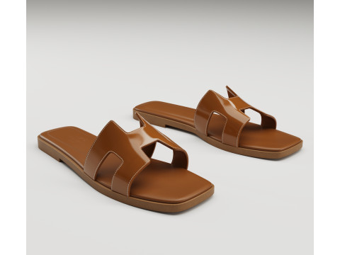 Sandals Hermes Paris brown 3D Модель