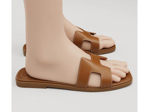 Sandals Hermes Paris brown 3D Model
