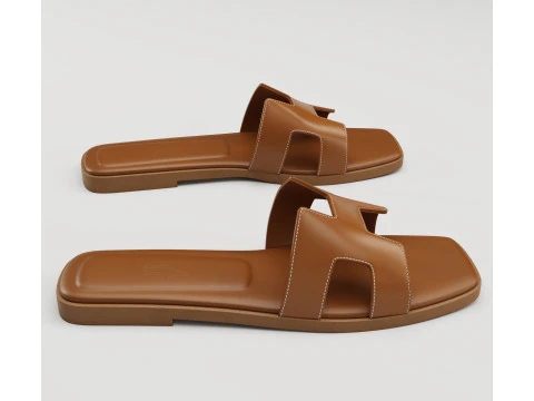Sandals Hermes Paris brown 3D Model