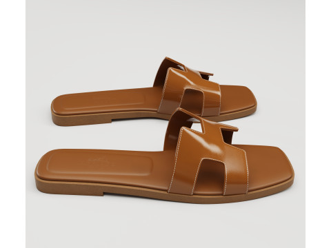 Sandals Hermes Paris brown 3D Модель
