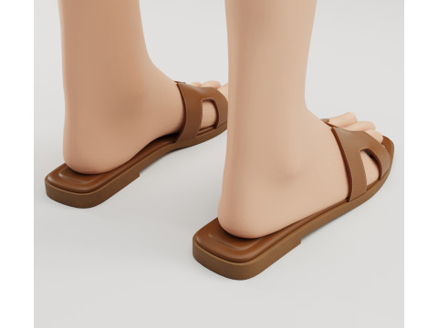 Sandals Hermes Paris brown 3D Модель