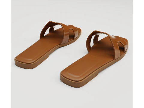 Sandals Hermes Paris brown 3D Model