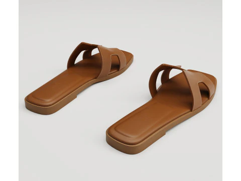 Sandals Hermes Paris brown 3D Model
