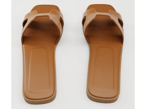 Sandals Hermes Paris brown 3D Model