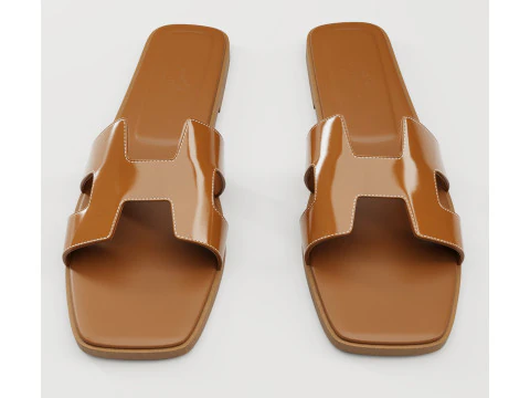 Sandals Hermes Paris brown 3D Model