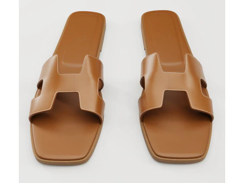 Sandals Hermes Paris brown 3D Model