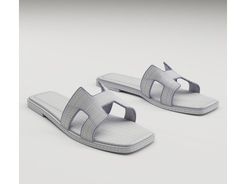 Sandals Hermes Paris brown 3D Модель