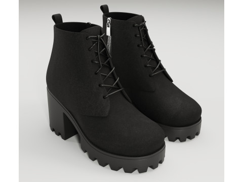 Chunky canvas lace up Leather and Suede combat boots 3D Modell in Kleidung 3DExport