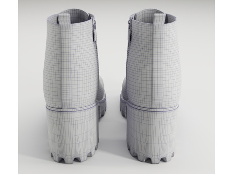 Chunky canvas lace-up Leather and Suede combat boots 3D Model