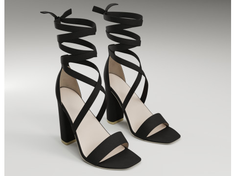 Strappy suede heels Modèle 3D