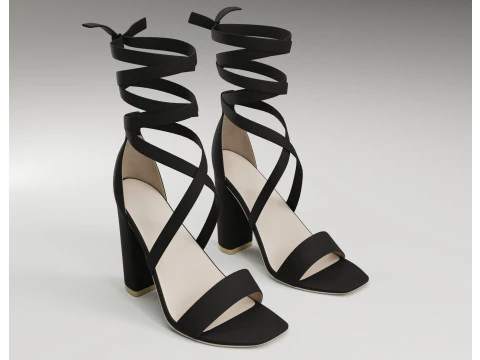Strappy suede heels 3D Model
