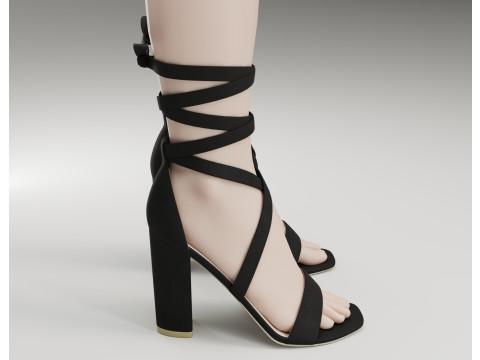 Strappy suede heels Modèle 3D