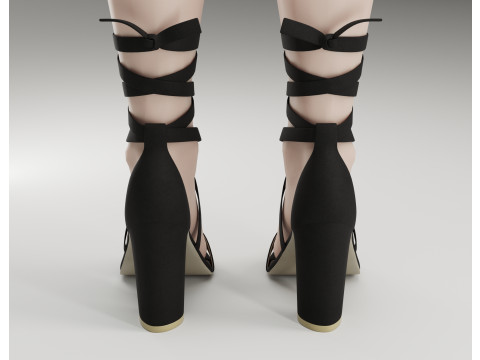 Strappy suede heels Modèle 3D