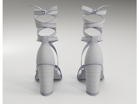 Strappy suede heels Modèle 3D