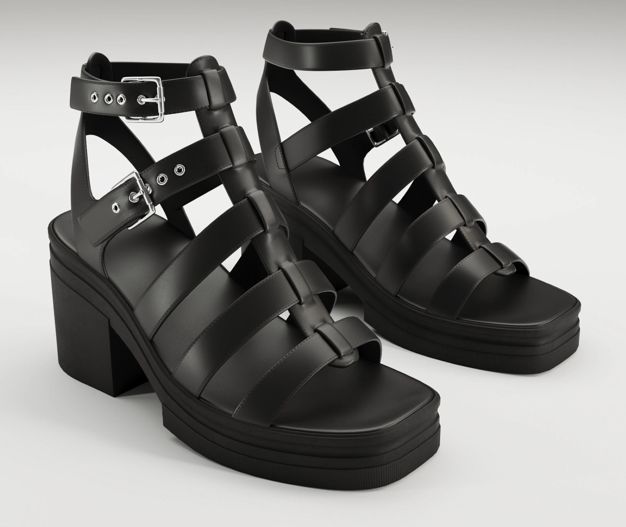 Sandalias medias gruesas Highway Dise&ntilde;o de Asos Modelo 3D .c4d .max .obj .3ds .fbx .stl .blend 