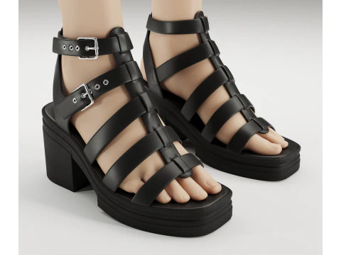 Sandalias medias gruesas Highway Dise&ntilde;o de Asos Modelo 3D