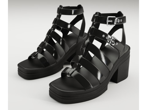 Highway chunky mid sandals Asos design 3D Model