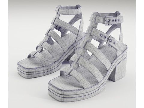 Highway chunky mid sandals Asos design 3D Model