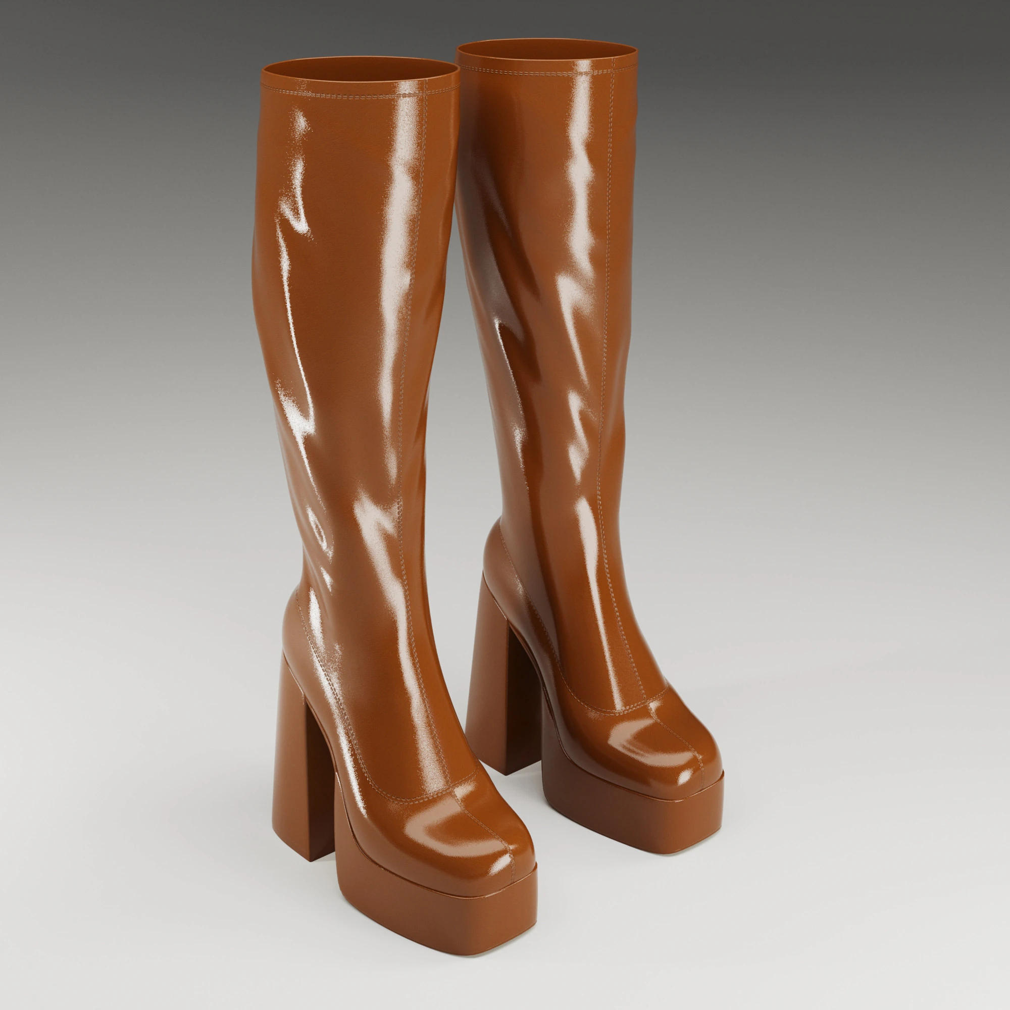 NOKWOL Emmie platform knee boots 3D Model .c4d .max .obj .3ds .fbx .stl .blend 