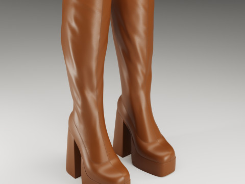 NOKWOL Emmie platform knee boots Modelo 3D