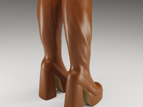 NOKWOL Emmie platform knee boots Modelo 3D