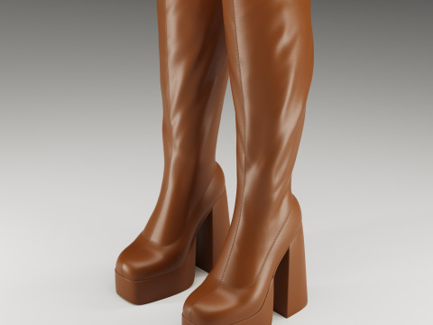 NOKWOL Emmie platform knee boots Modelo 3D