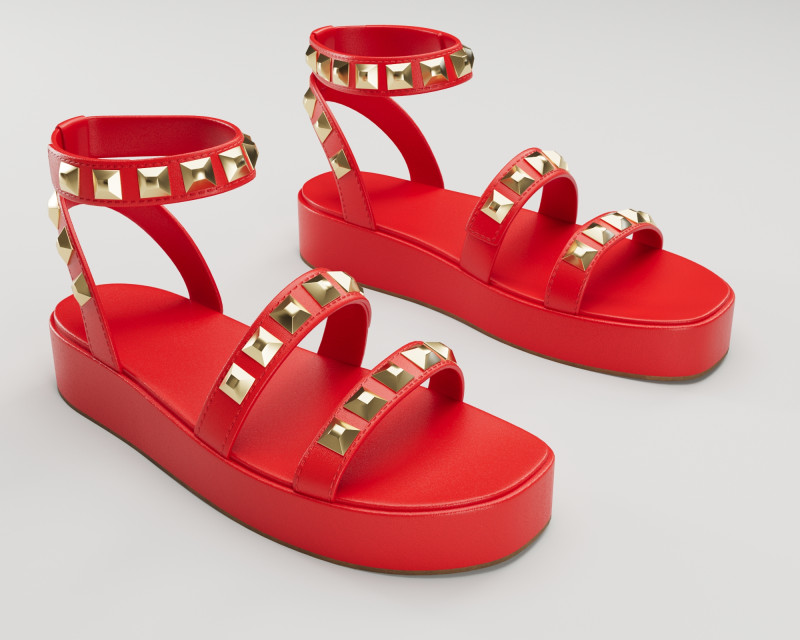 The Wade Ecru Studded Strappy Platform Sandals 3D 모델 .c4d .max .obj .3ds .fbx .stl .blend 
