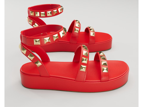 The Wade Ecru Studded Strappy Platform Sandals 3D 모델