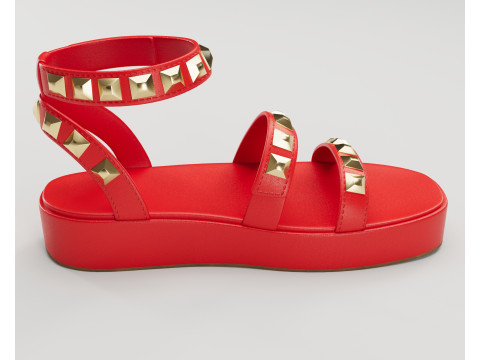 The Wade Ecru Studded Strappy Platform Sandals 3D 모델