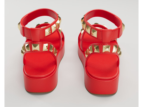 The Wade Ecru Studded Strappy Platform Sandals 3D 모델