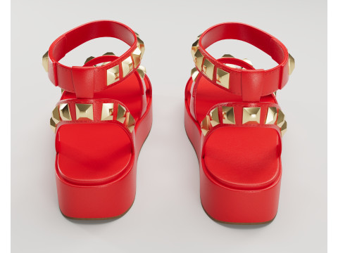 The Wade Ecru Studded Strappy Platform Sandals 3D 모델
