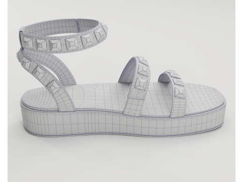 The Wade Ecru Studded Strappy Platform Sandals 3D 모델