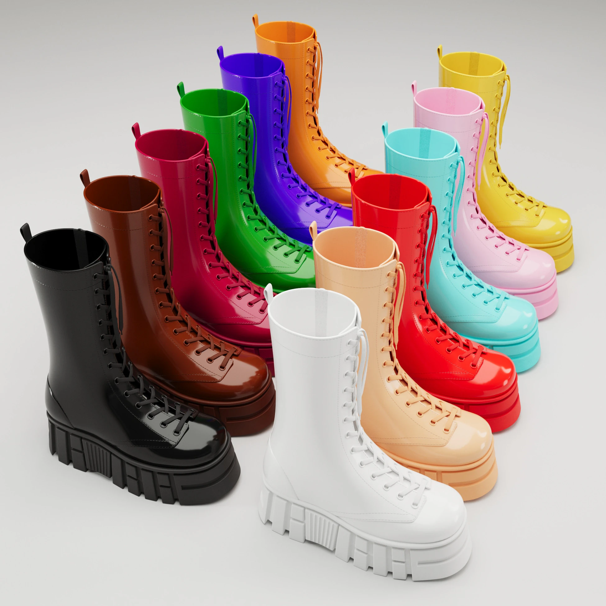 Battle boots on high platform collection 3D Model .c4d .max .obj .3ds .fbx .stl .blend
