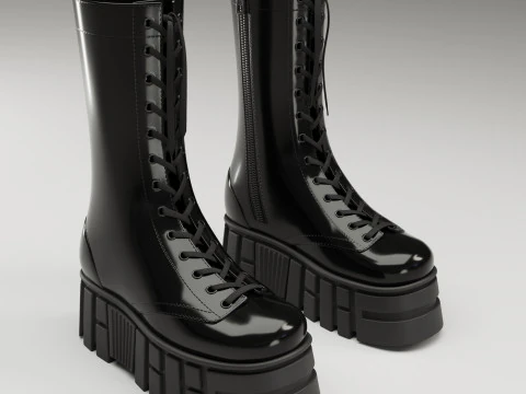 Battle boots on high platform collection 3D Model